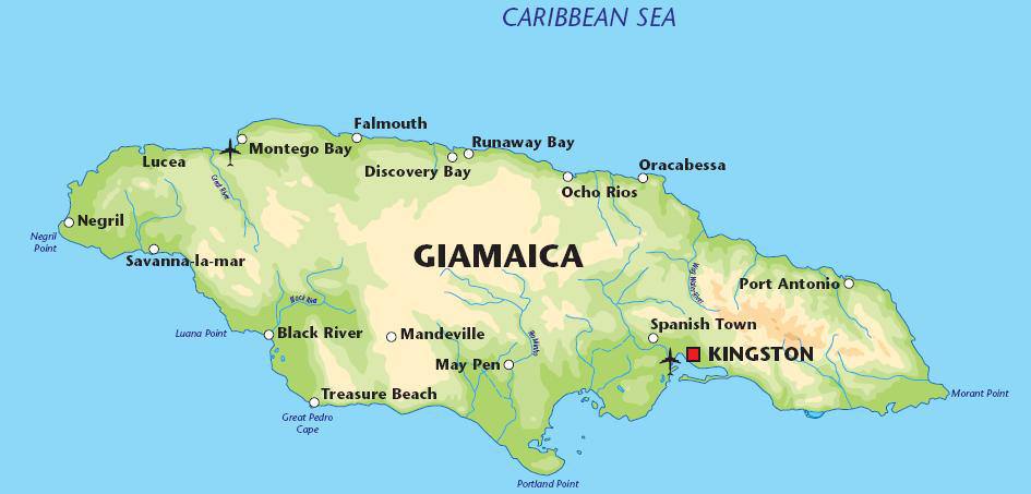 Giamaica, cartina
