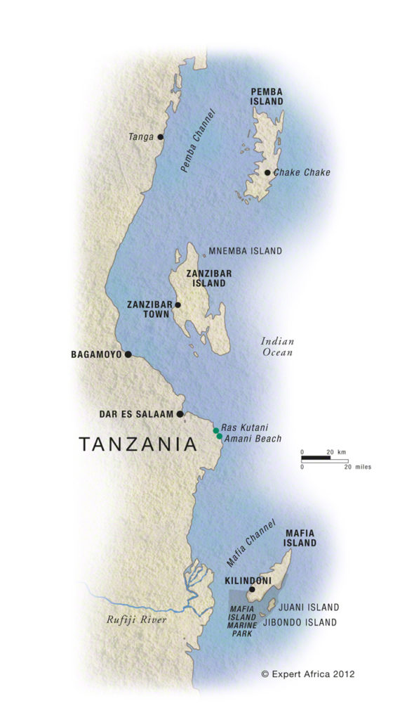 Zanzibar, mappa dell'aricpelago