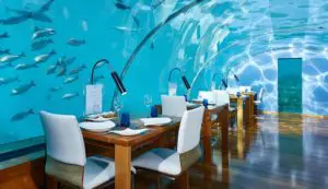 Hotel sommersi, ristornate subacqueo al Conrad Maldives Ramgali Island