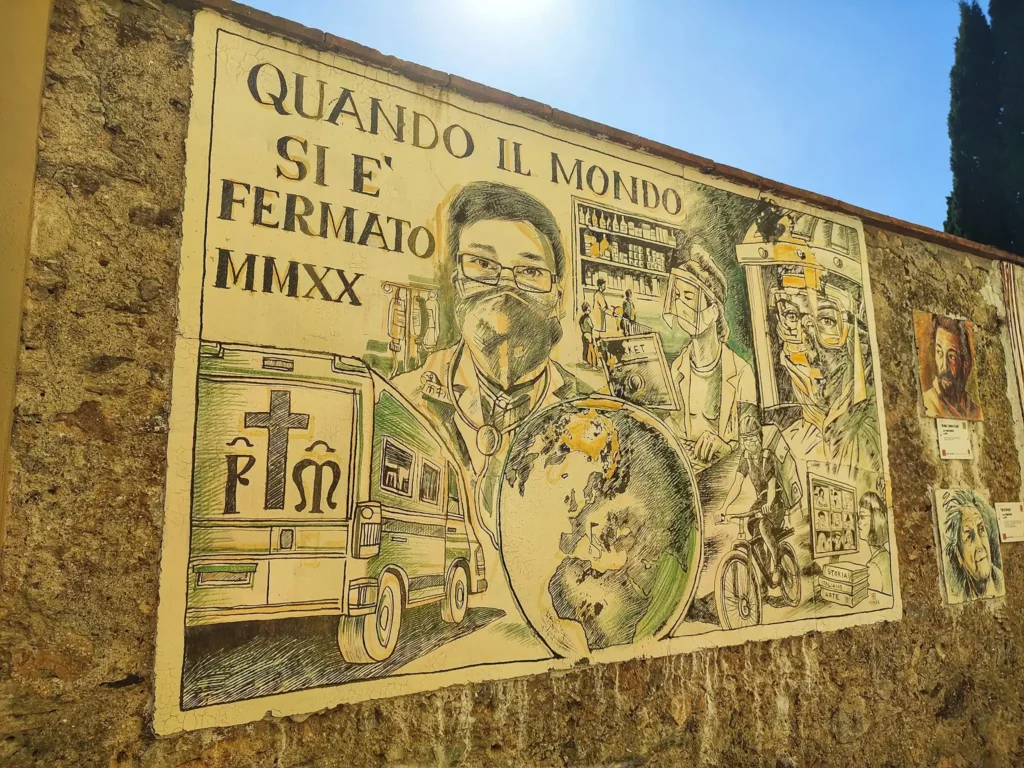 Graffito Quando il mondo si è fermato, Casoli di Camaiore