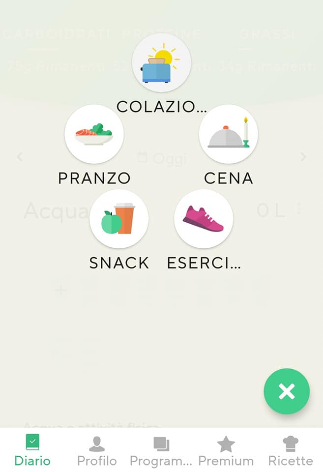 app per dimagrire Lifesum, come inserire i pasti