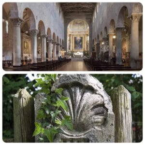 Duomo di Pistoia e Conchiglia siambola del Cammino di Santiago