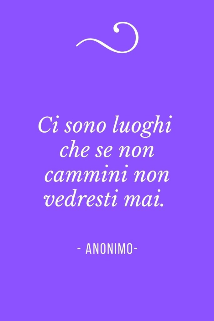 Frasi sul camminare, Ci sono luoghi che se non cammini non vedresti mai. (Anonimo)