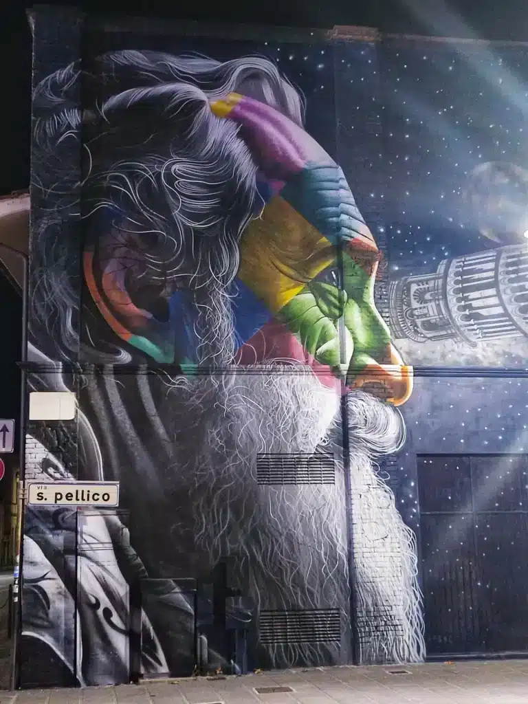 Murales Kobra Pisa, zoom sul volto di Galileo